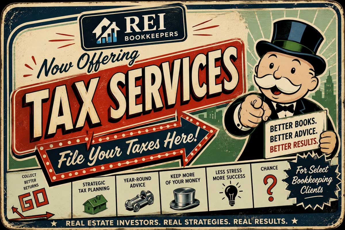 Animated photo of the Monopoly man announcing we are now offering tax service.